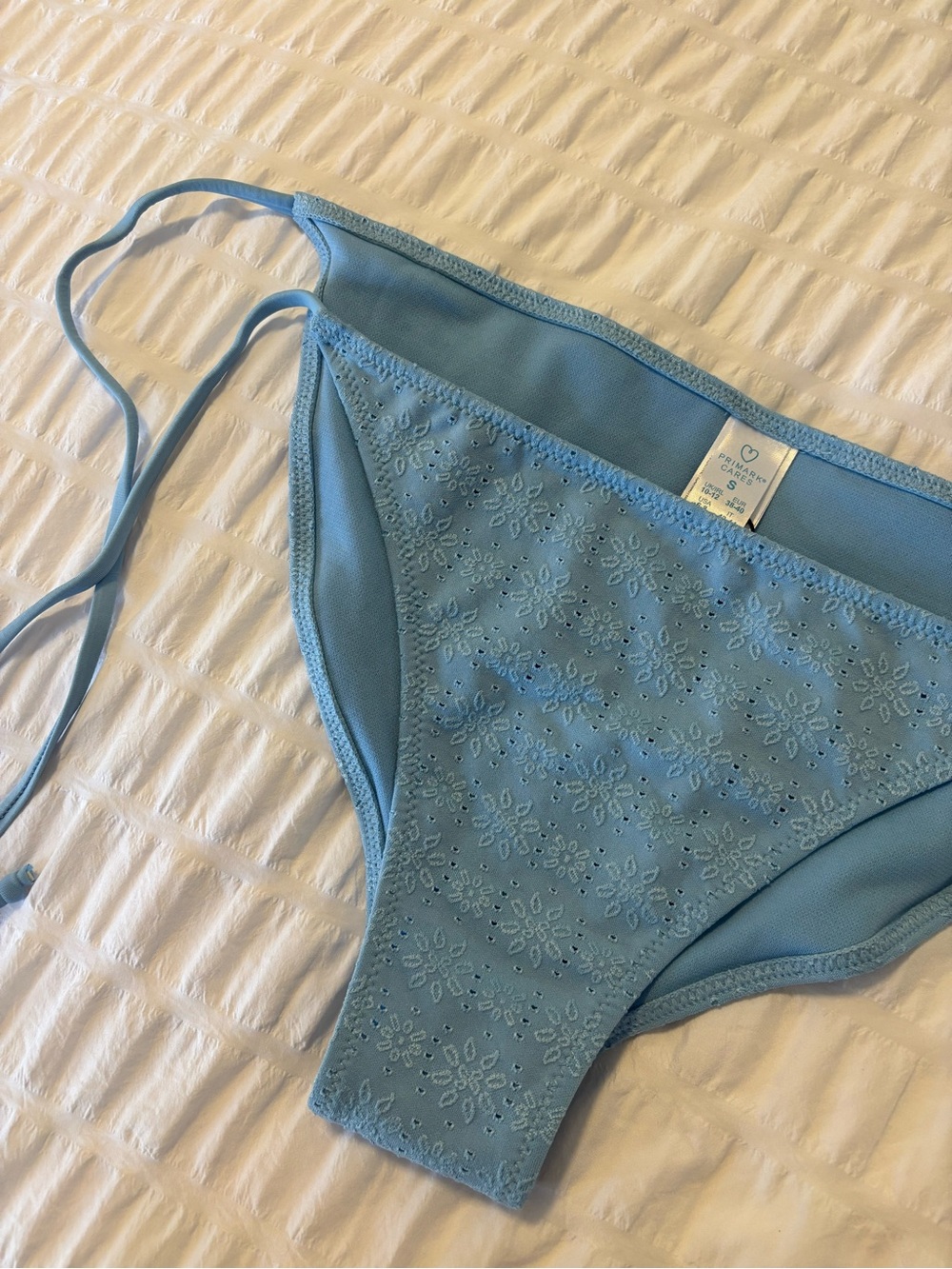 Blue Floral Eyelet Bikini Bottoms